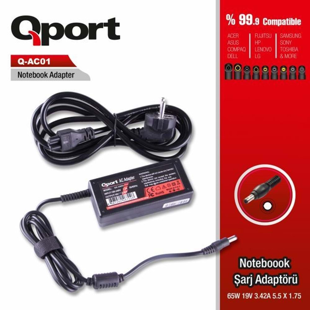 Qs-Ac01 Acer-65W 19V 3.42A 5.5*1.75 Acer Aspire Notebook Adaptor