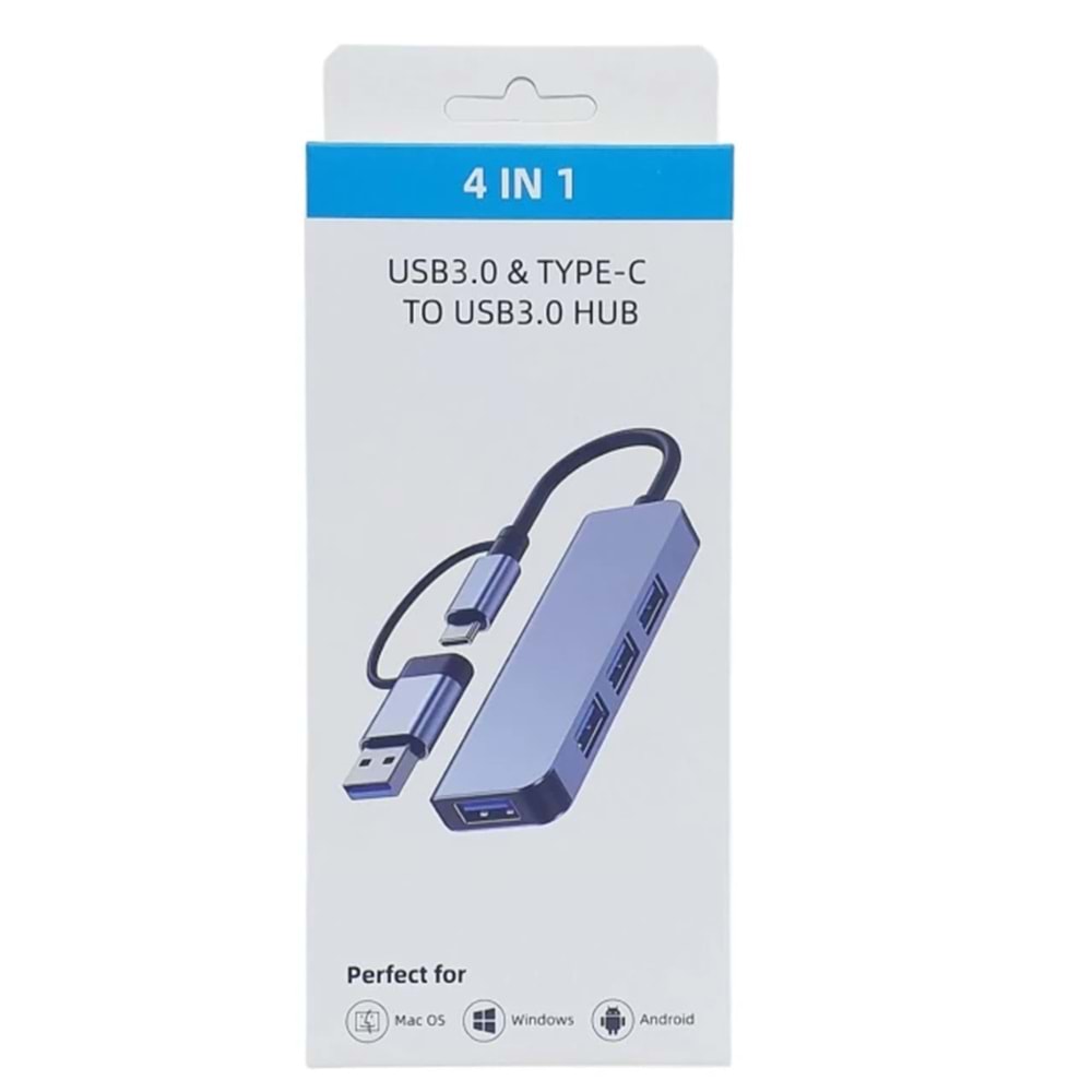 USB 3.0 ve Type C to USB 3.0 4 Port HUB Gabble GAB-UY254