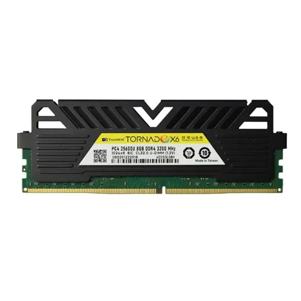 8 GB DDR4 3200MHZ TWINMOS TORNADO SOĞUTUCULU DT TMMDD48GB3200DKBX6