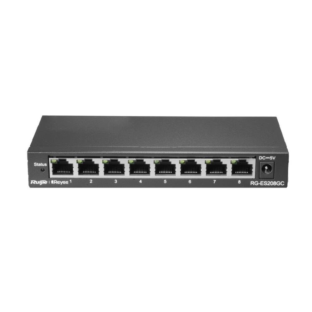 Ruijie-Reyee RG-ES208GC 8 Port 10/100/1000 Mbps Yönetilebilir Switch Çelik Kasa