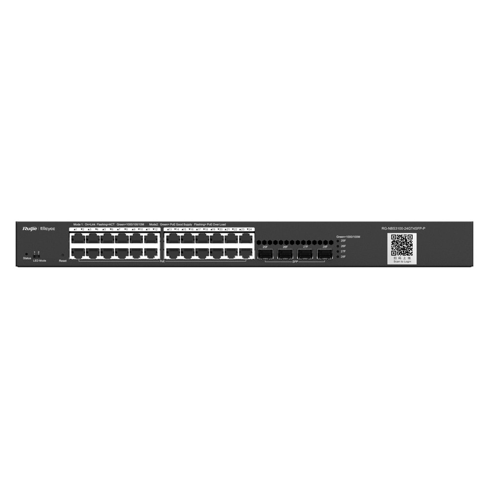 Ruijie RG-NBS3100-24GT4SFP 24 x 10/100/1000 Base-T port,4xSFP 1000Base-X port