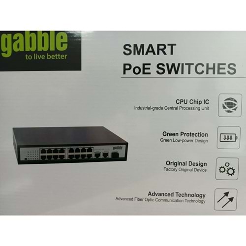GAABLE POE GIGABIT SWITCH 16 PORT POE +2 10000 UPLINK 260W