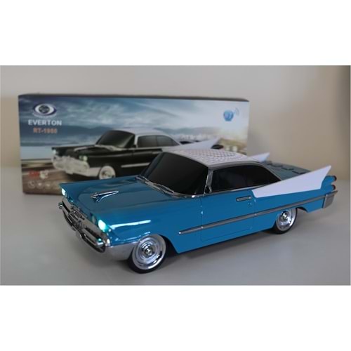 EVERTON RT-1950 Turkuaz Arabalı Bluetooth Fm/Usb/Tf/Aux Şarjlı Nostaljik Radyo