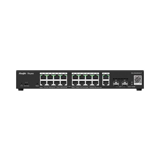 Ruijie-Reyee RG-ES220GS-P 16 Port Poe+ 10/100/1000 Mbps + 2 Port SFP + 2 Port Uplink Yönetilebilir