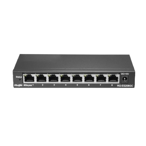 Ruijie-Reyee RG-ES208GC 8 Port 10/100/1000 Mbps Yönetilebilir Switch Çelik Kasa