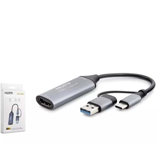 HADRON HDX7844 HDMI VIDEO CAPTURE TYPE-C + USB3.0 4K 30HZ GRİ
