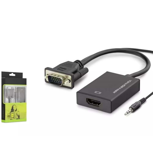 HADRON HDX7794 VGA TO HDMI F ÇEVİRİCİ + AUDIO 1080P SİYAH