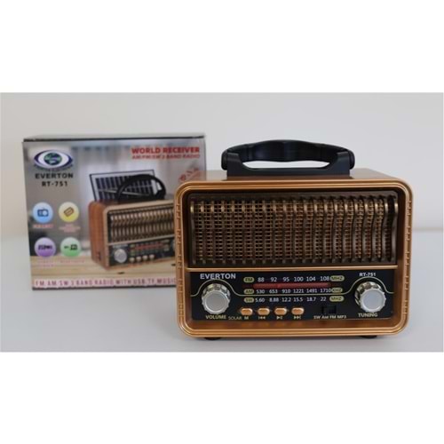 Everton Rt-751 /Fm/Am/Sw/Usb/Tf Card/Aux Nostaljik Radyo Solar (Güneş Paneli)
