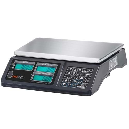 CA-P ELEKTRONİK FİYAT HESAPLAMALI TERAZİ 30 Kg / M 3 KADEMELİ 2/5/10 g HASSASİYETLİ +RS232